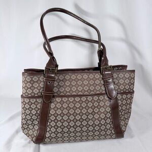 Nine West Brown Patterned Tote with Dark Brown Trim